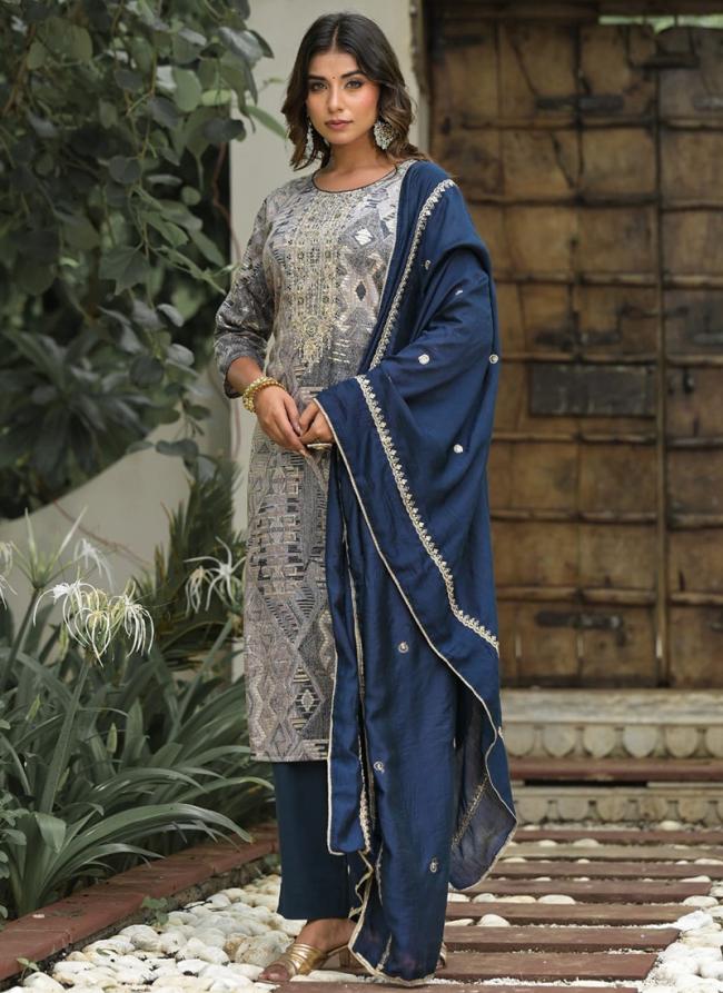 Pure Jam Cotton Blue Casual Wear Printed Salwar Suit